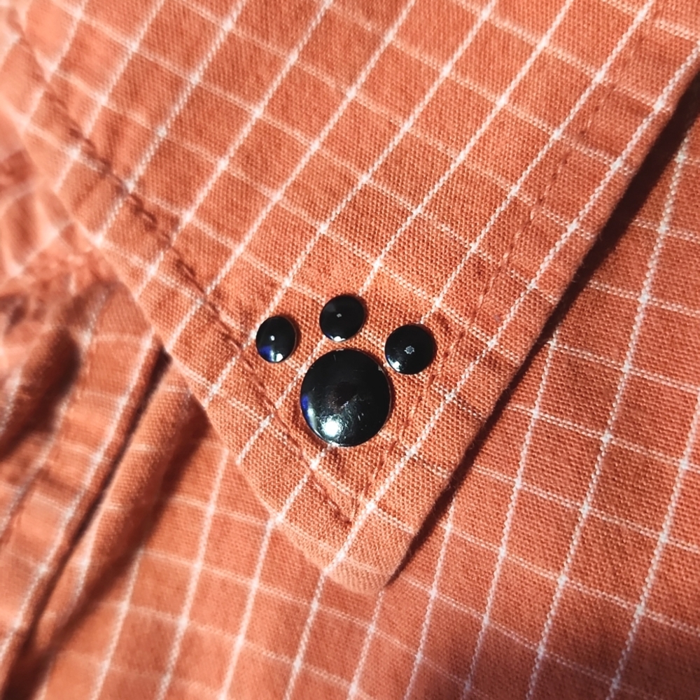 Vintage Bobbie Brooks Orange Gingham Cat Lady Button Up Shirt 26W/28W - Picture 9 of 16